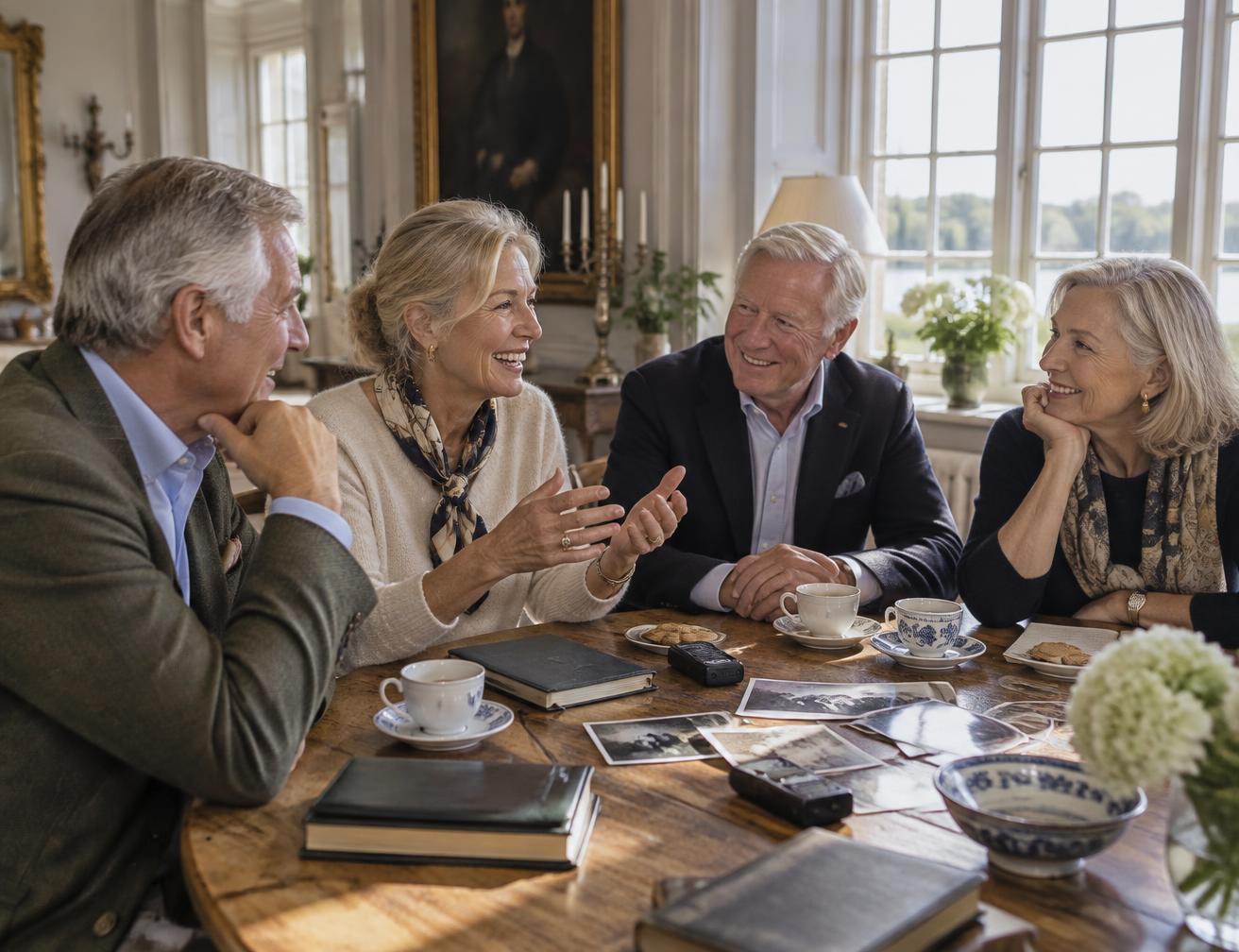 Fyra personer samtalar kring ett bord